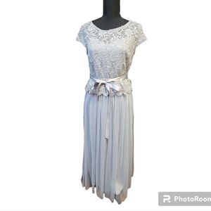 Candalite Petite Long Grey, Formal Dress Polyester, Nylon, Spandex Size PM